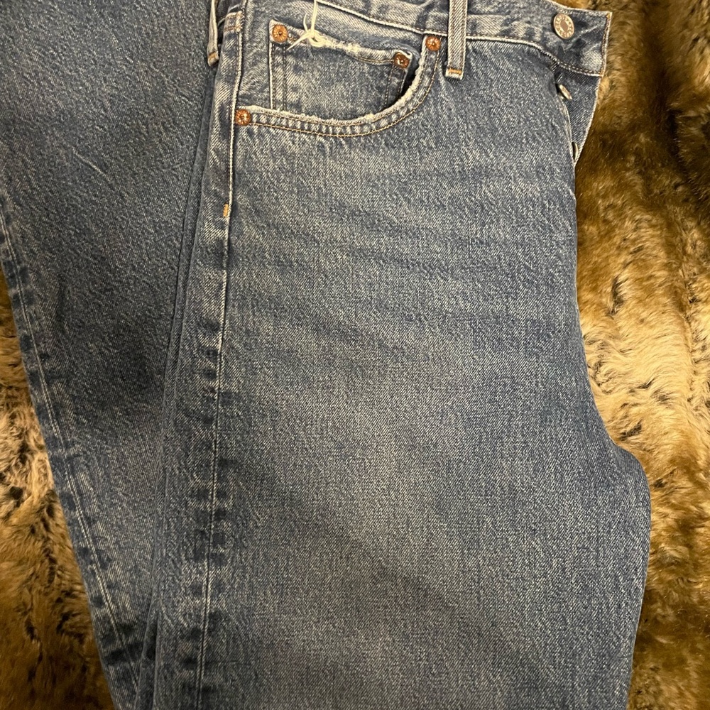 AGOLDE High Rise Straight Jeans - Blue Denim - Picture 5 of 5